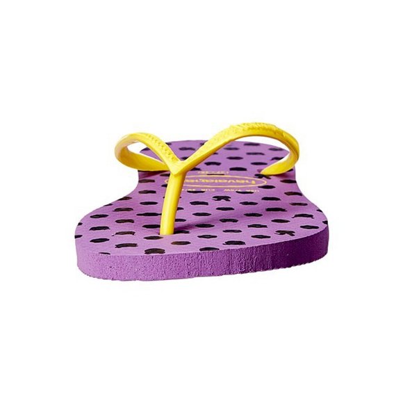 HAVAIANAS Purple & Yellow Animal Face & Polka Dot Thong Slim Fresh Flip Flops - Picture 3 of 5